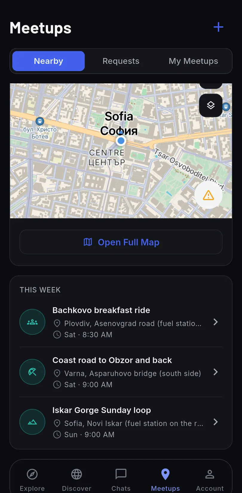 Meetups near you this week: a breakfast ride, a coast road and a Sunday loop, each with its meeting area and time